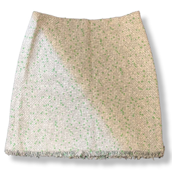PAULE KA Paris Off White & Green with Fringe  Skirt ~  M ~ "sample" ~   NEW - Picture 3 of 11